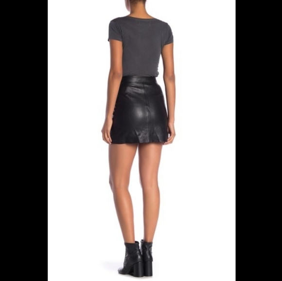 AllSaints Setal Button Down Leather Skirt - Picture 6 of 8